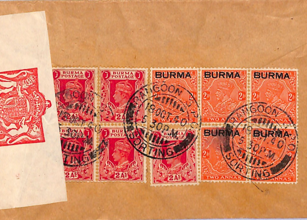 BURMA WW2 KGVI Cover KGV (India) *Mixed Franking* 1940 USA St Louis Censor WD16