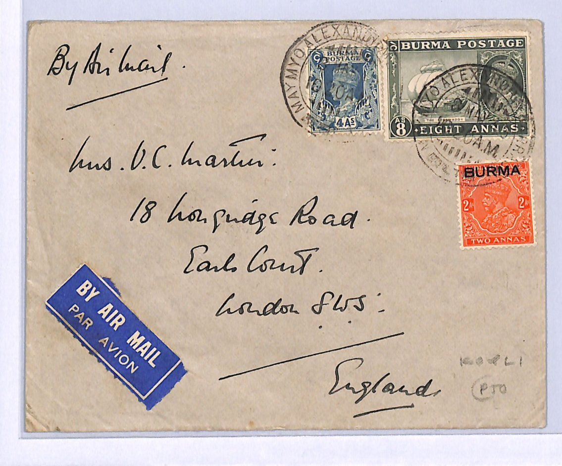 BURMA WW2 Military *KOYLI* CREST Cover MIXED REIGNS Maymyo Air 1940 London WD79 - Image 4