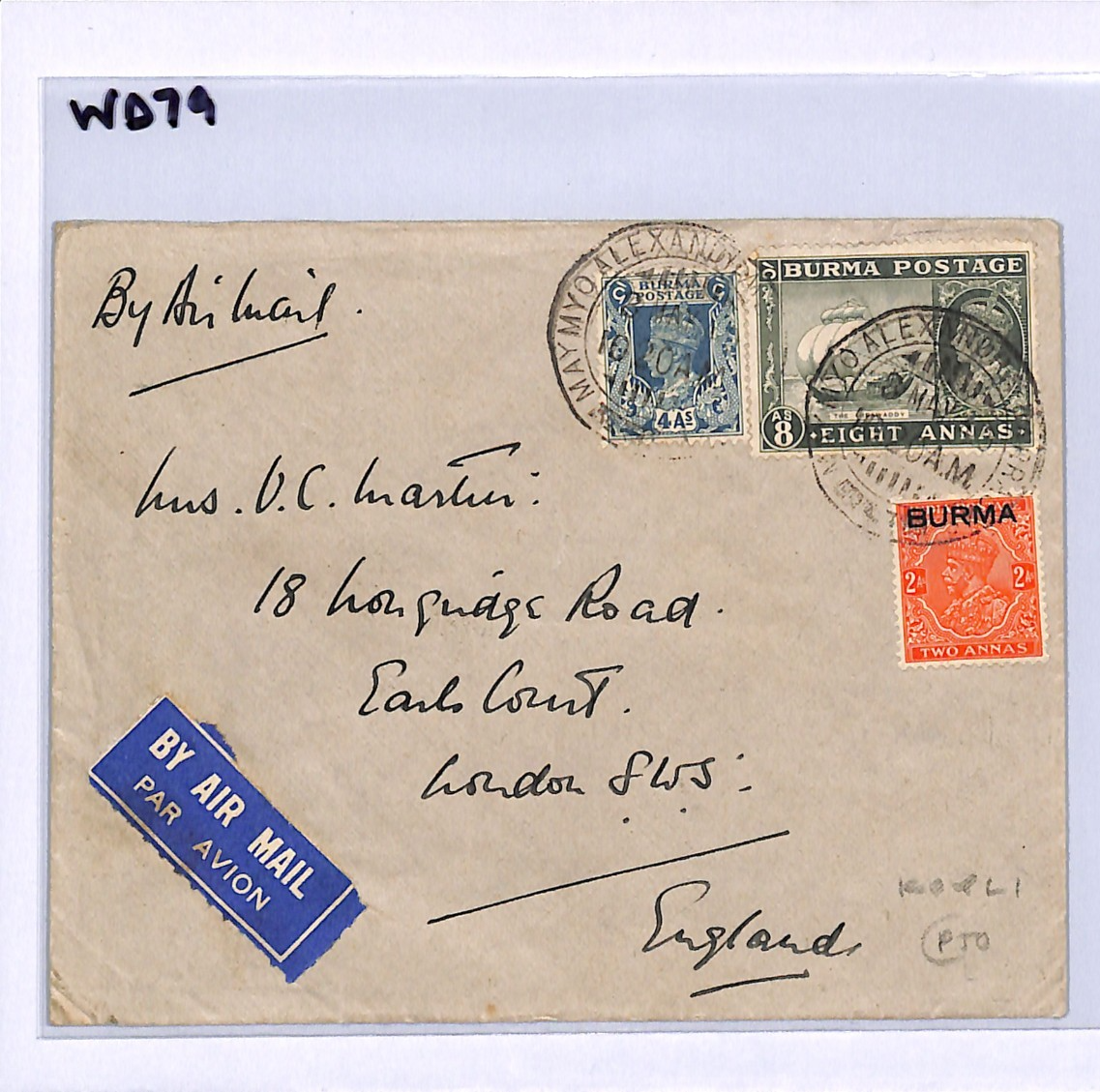 BURMA WW2 Military *KOYLI* CREST Cover MIXED REIGNS Maymyo Air 1940 London WD79 - Image 7