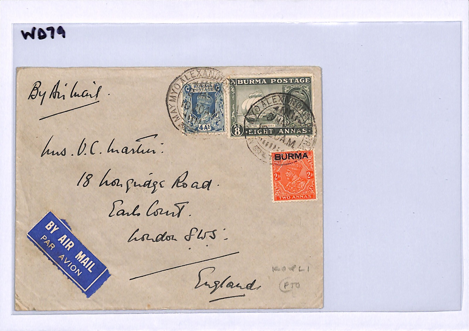 BURMA WW2 Military *KOYLI* CREST Cover MIXED REIGNS Maymyo Air 1940 London WD79 - Image 9