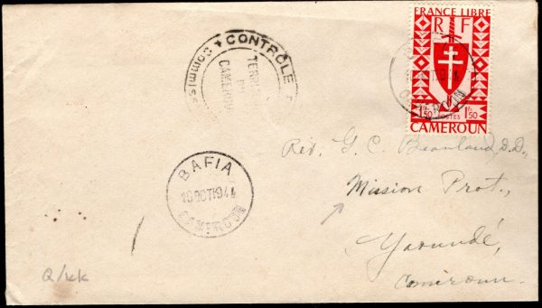 CAMEROON WW2 Cover *Bafia* 1944 CDS Censor MISSIONARY MAIL France Colonies MC320 - Image 4