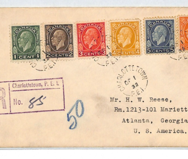 CANADA 1932 FDC New KGV Portrait Defins 1c-8c Charlottetown PEI Reg Cover XJ271 - Image 8