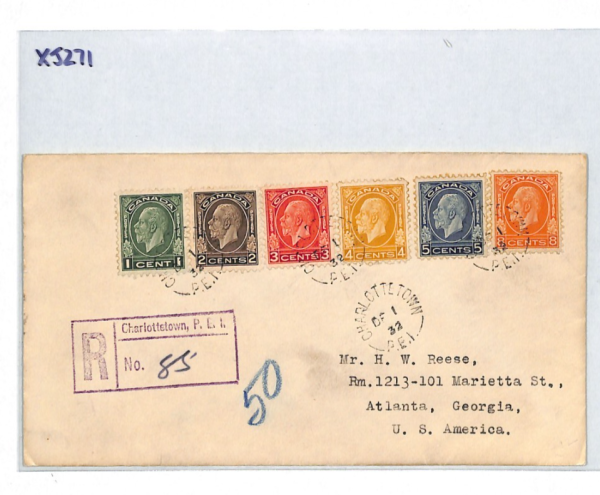 CANADA 1932 FDC New KGV Portrait Defins 1c-8c Charlottetown PEI Reg Cover XJ271 - Image 10