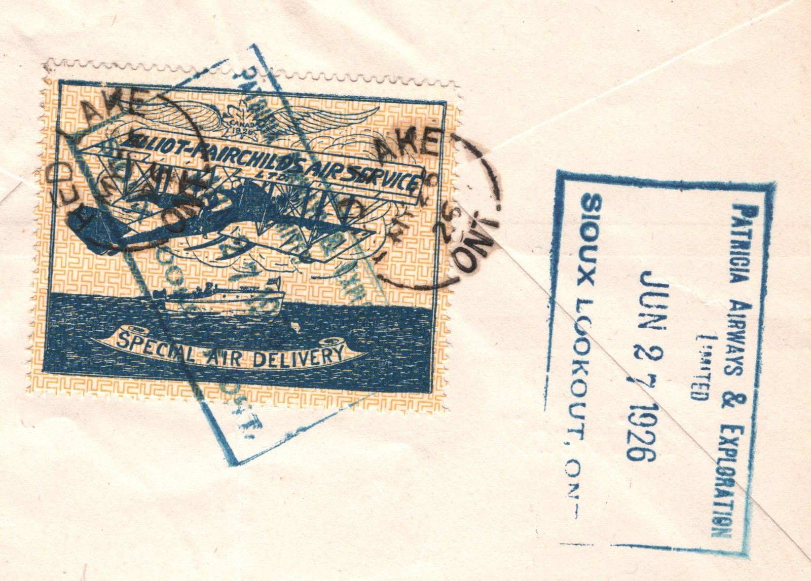 CANADA Air 1926 Cover ELLIOT-FAIRCHILD 25c PATRICIA Airways *ERROR* Cachet YH336 - Image 6