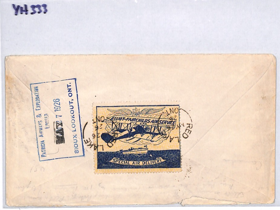 CANADA Air 1926 Cover ELLIOT-FAIRCHILD Stamp PATRICIA Date ERROR CORRECTED YH333 - Image 5