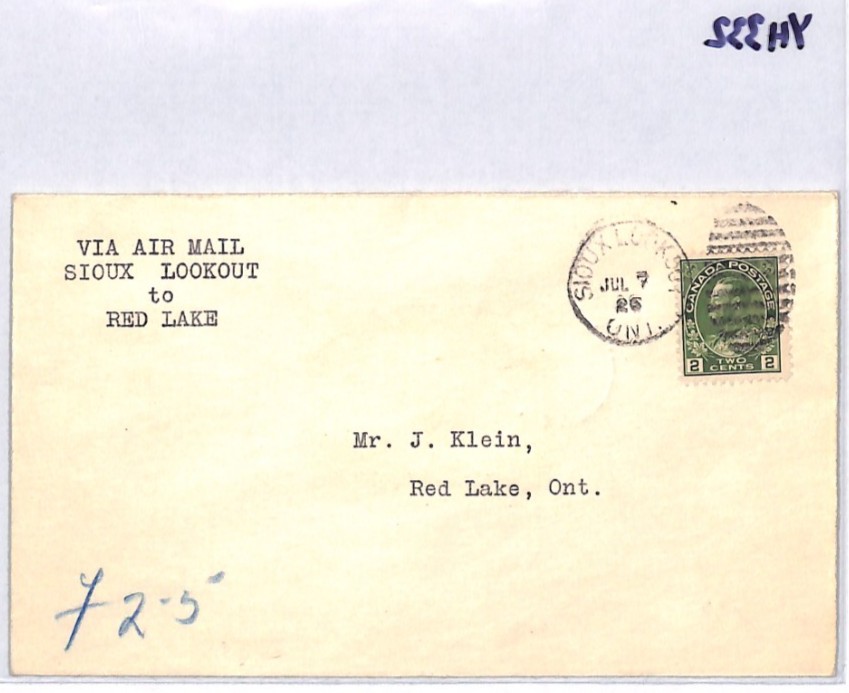 CANADA Air Mail 1926 Cover *PATRICIA AIRWAYS* (25c) Sioux Lookout-Red Lake YH332 - Image 13