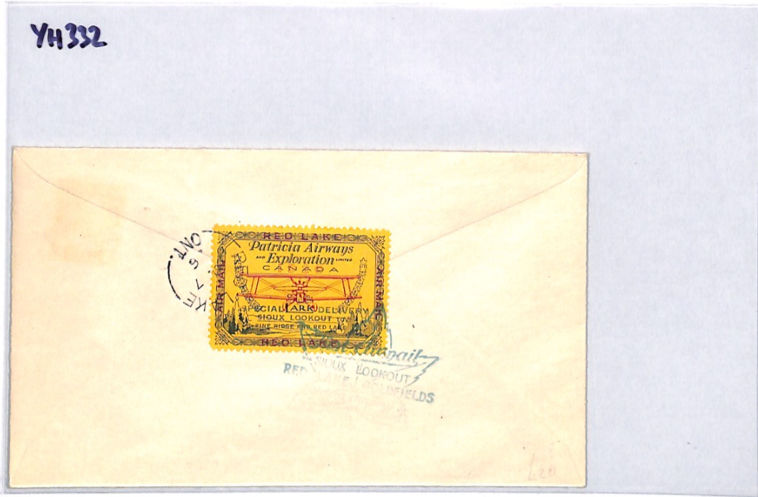CANADA Air Mail 1926 Cover *PATRICIA AIRWAYS* (25c) Sioux Lookout-Red Lake YH332 - Image 14