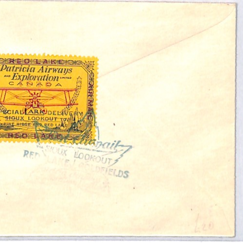 CANADA Air Mail 1926 Cover *PATRICIA AIRWAYS* (25c) Sioux Lookout-Red Lake YH332 - Image 10