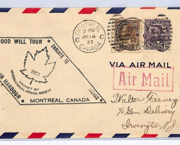 CANADA Air Mail 1933 Cover *ITALIAN GOOD WILL TOUR* Montreal Fairchild XW365