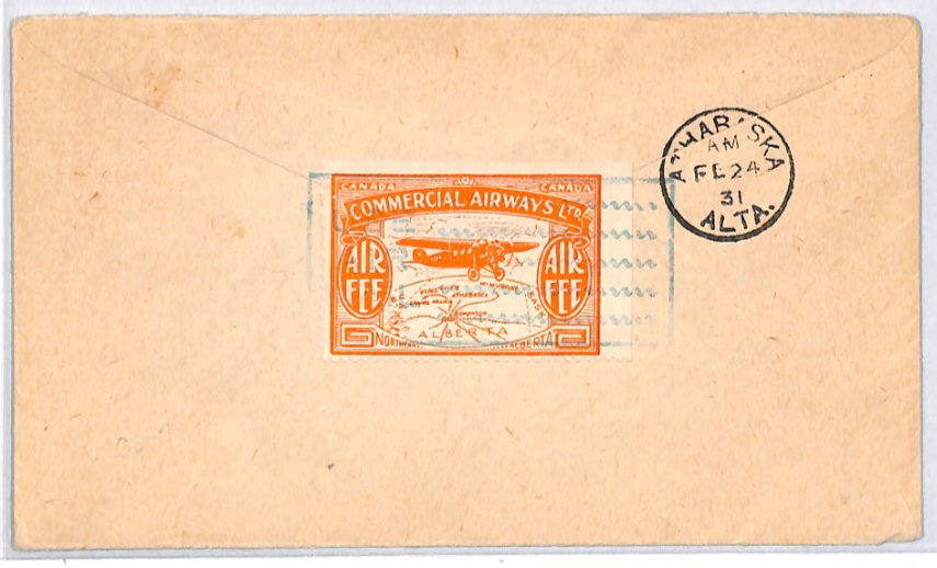 CANADA *Commercial Airways* Air Mail 1931 Cover Edmonton {samwells-covers}YH422 - Image 3