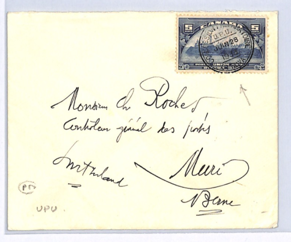 CANADA Cover *COMMISSION PREPARATOIRE UPU* Ottawa 1933 Switzerland Muri XW353 - Image 4