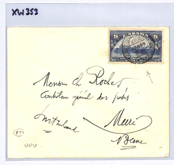 CANADA Cover *COMMISSION PREPARATOIRE UPU* Ottawa 1933 Switzerland Muri XW353 - Image 7