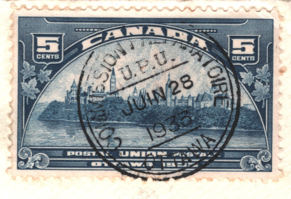 CANADA Cover *COMMISSION PREPARATOIRE UPU* Ottawa 1933 Switzerland Muri XW353