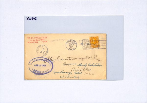 CANADA Cover Winnipeg *STAMP EXHIBITION* Violet Oval & 1924 Machine SLOGAN XW343 - Image 11