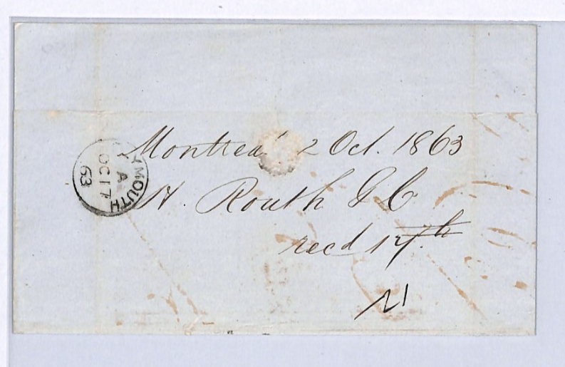CANADA GB TRANSATLANTIC Cover *MONTREAL* ARC 1863 Plymouth Ship ARMENIAN XK219 - Image 4