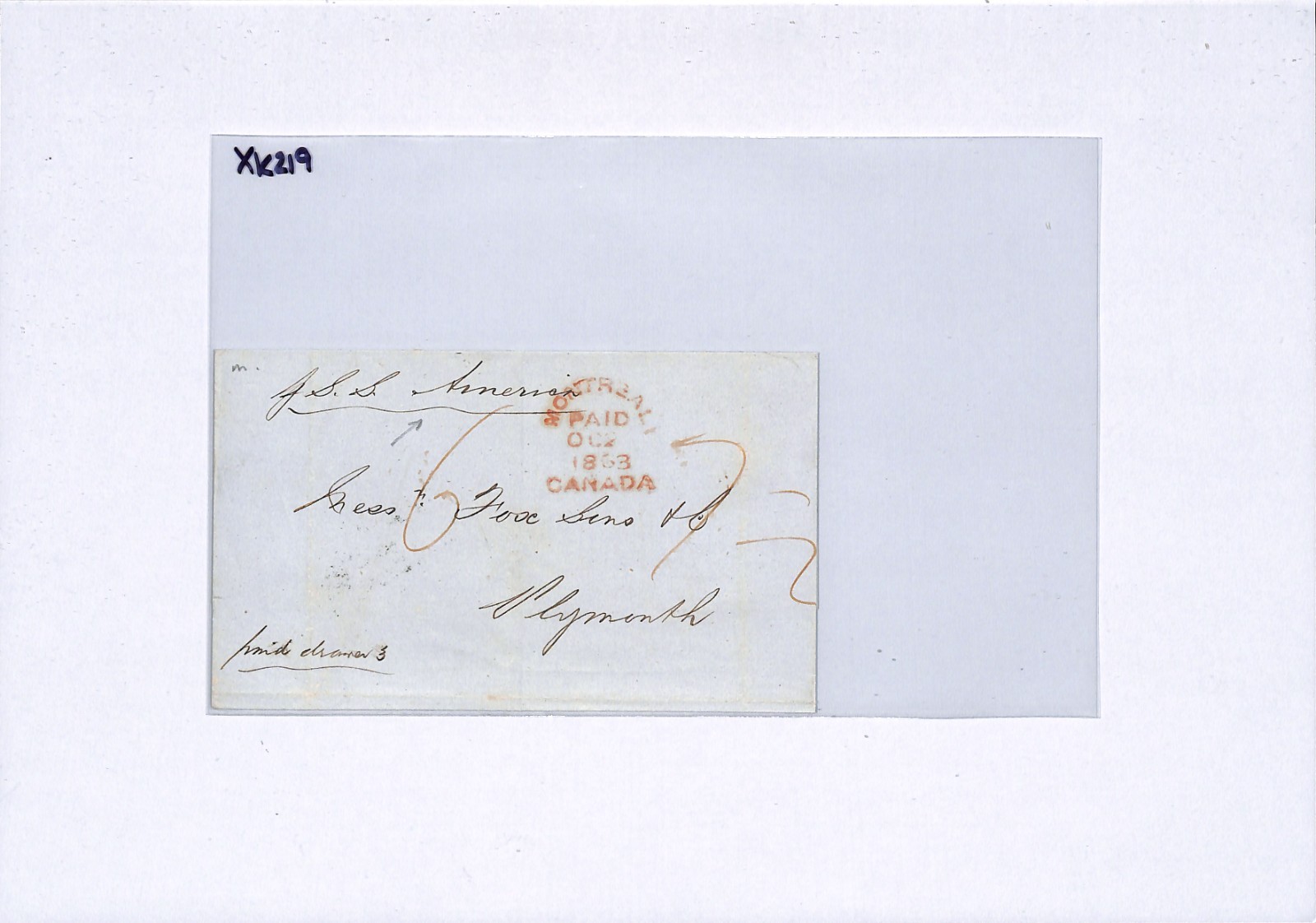 CANADA GB TRANSATLANTIC Cover *MONTREAL* ARC 1863 Plymouth Ship ARMENIAN XK219 - Image 5