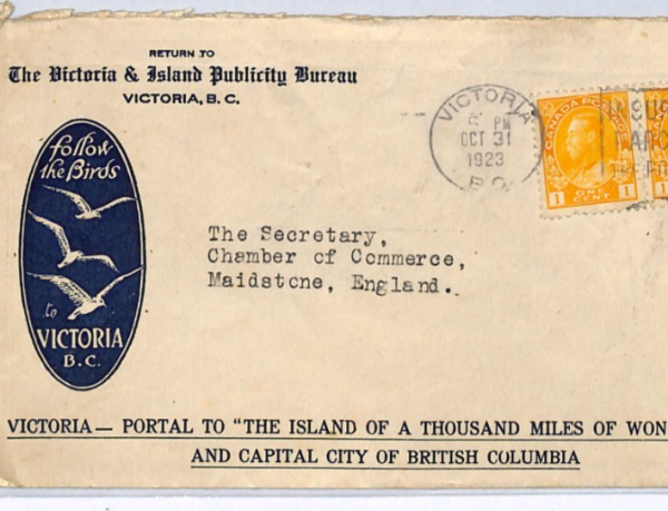 CANADA KGV Cover *VANCOUVER ISLAND* BC Map Illustrated 1923 Kent BIRDS XW347 - Image 3