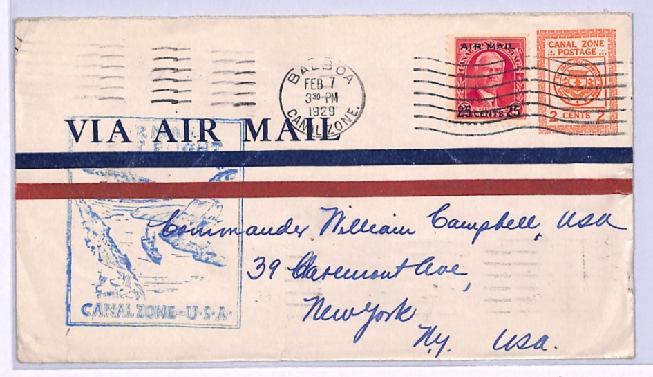 CANAL ZONE USA Air Mail Cover FIRST FLIGHT 1929 Balboa New York {samwells}XA226 - Image 4