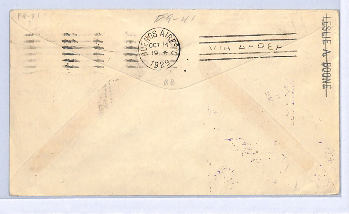 CANAL ZONE USA Air Mail Cover FIRST FLIGHT *ARGENTINA* 1929 Buenos Aires WG206 - Image 4