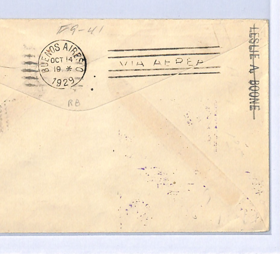 CANAL ZONE USA Air Mail Cover FIRST FLIGHT *ARGENTINA* 1929 Buenos Aires WG206 - Image 6