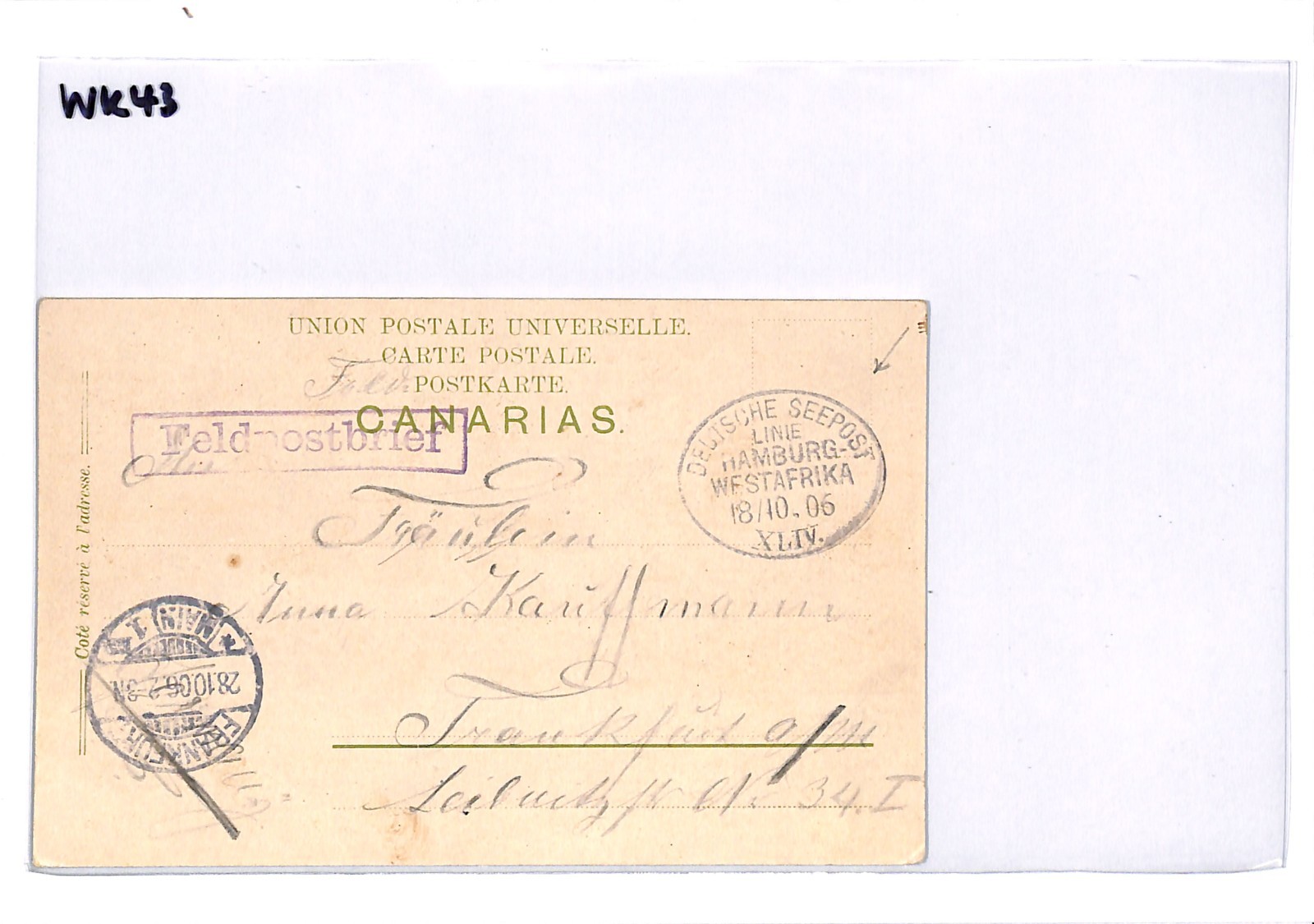 CANARY ISLANDS Card Germany *Feldpostbrief* WESTAFRIKA LINIE XLIV Ship 1906 WK43 - Image 5