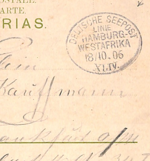 CANARY ISLANDS Card Germany *Feldpostbrief* WESTAFRIKA LINIE XLIV Ship 1906 WK43