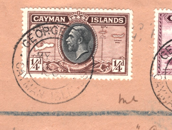 CAYMAN ISLANDS Cover 1935 KGV 6d TURTLES 1d BOOBY Farthing Registered Ches XW310 - Image 6