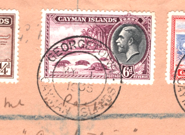 CAYMAN ISLANDS Cover 1935 KGV 6d TURTLES 1d BOOBY Farthing Registered Ches XW310