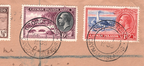 CAYMAN ISLANDS Cover 1935 KGV 6d TURTLES 1d BOOBY Farthing Registered Ches XW310 - Image 10