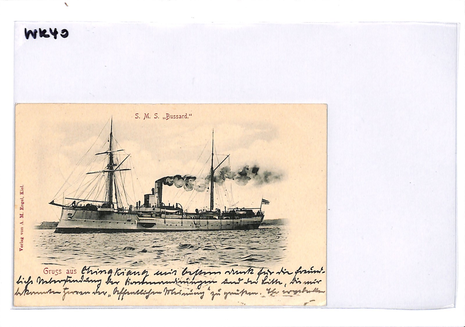 CHINA *CHINGKIANG* Message Card 1901 Germany SHIP *SCHIFFSPOST #51* Cancel WK40 - Image 8