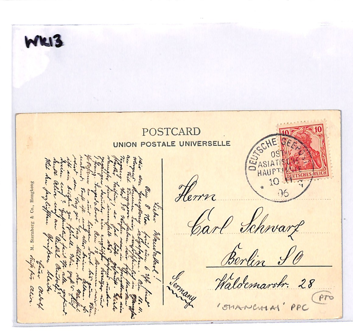 CHINA Shanghai Postcard *DEUTSCHE SCHIFFSPOST* 1906 CDS Germany SHIP Cancel WK13 - Image 9