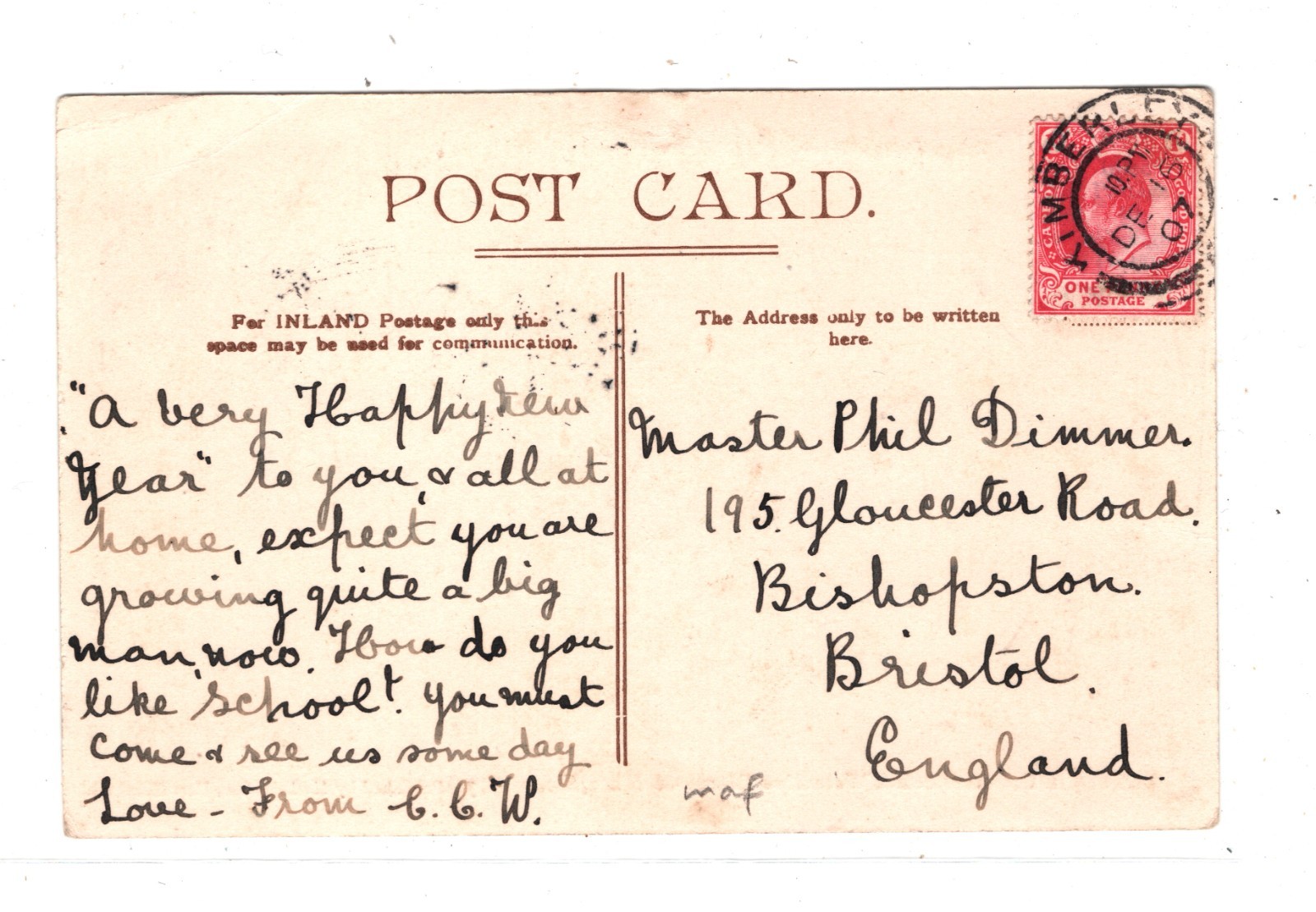 COGH South Africa Postcard *WESSELTON DIAMOND MINE* Kimberley 1907 Bristol WD137 - Image 5