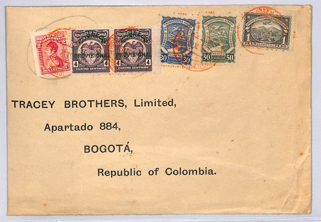 COLOMBIA Air Mail *SCADTA* 1p HIGH VALUE 1927? Cover Barranquilla Bogota WD131 - Image 3