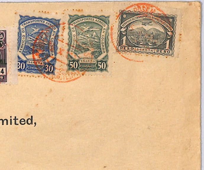 COLOMBIA Air Mail *SCADTA* 1p HIGH VALUE 1927? Cover Barranquilla Bogota WD131 - Image 4