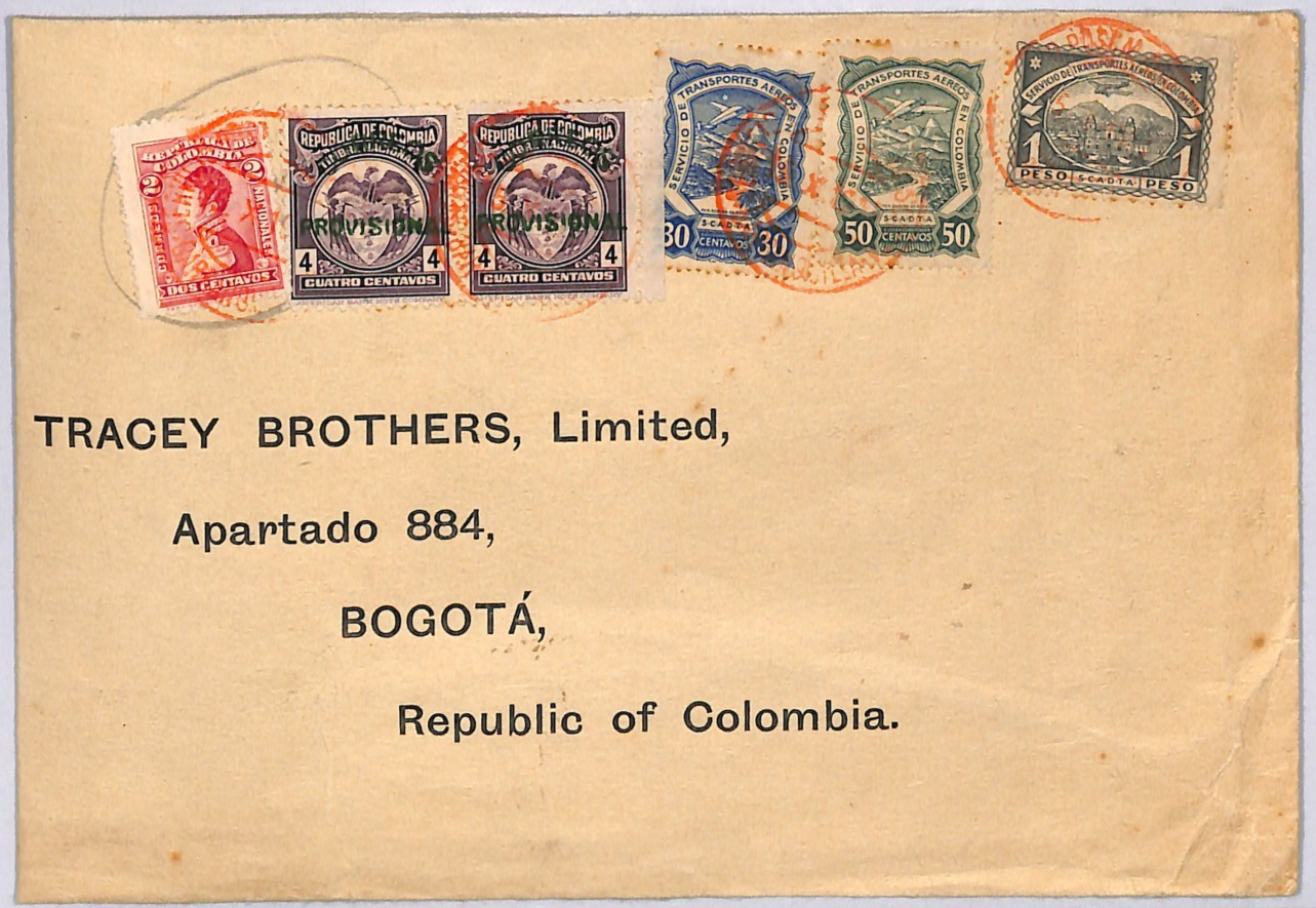 COLOMBIA Air Mail *SCADTA* 1p HIGH VALUE 1927? Cover Barranquilla Bogota WD131 - Image 5