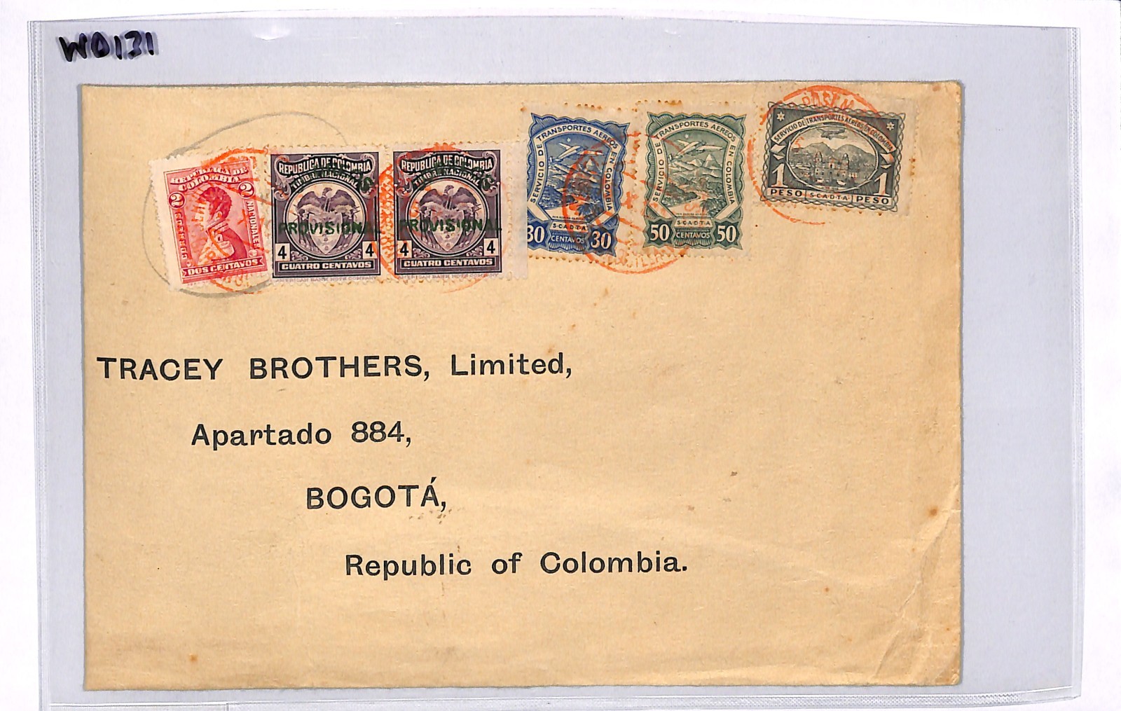 COLOMBIA Air Mail *SCADTA* 1p HIGH VALUE 1927? Cover Barranquilla Bogota WD131 - Image 9