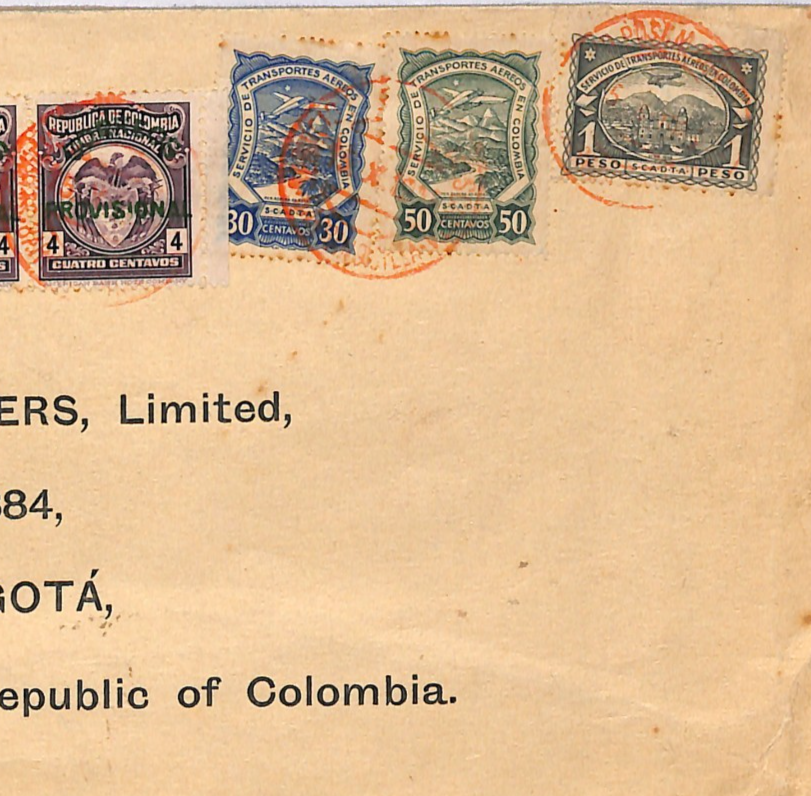 COLOMBIA Air Mail *SCADTA* 1p HIGH VALUE 1927? Cover Barranquilla Bogota WD131