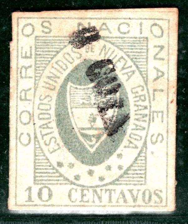 COLOMBIA Classic Stamp Scott.16  10c NEW GRANADA (1861) Used Cat $175 OGREEN6
