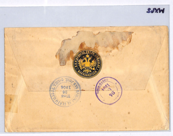 COLOMBIA Cover 1904 Barranquilla 10 Pesos Reg AUSTRIA-HUNGARY CONSUL Wafer WX62 - Image 11