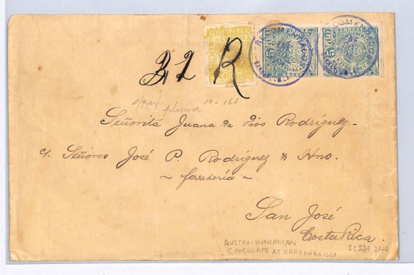 COLOMBIA Cover 1904 Barranquilla 10 Pesos Reg AUSTRIA-HUNGARY CONSUL Wafer WX62 - Image 4