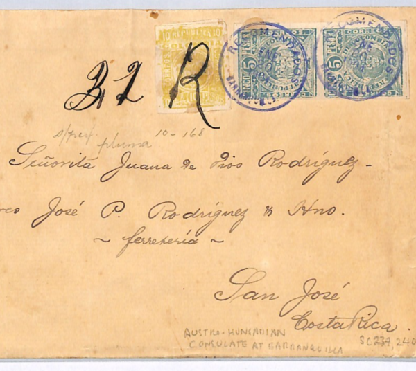 COLOMBIA Cover 1904 Barranquilla 10 Pesos Reg AUSTRIA-HUNGARY CONSUL Wafer WX62 - Image 6