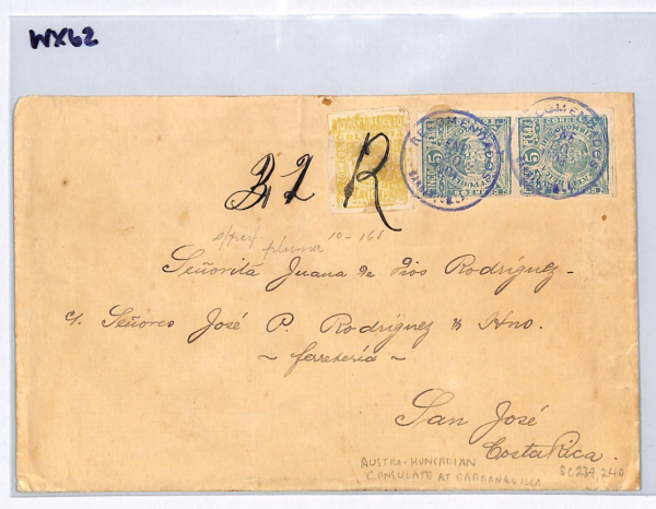 COLOMBIA Cover 1904 Barranquilla 10 Pesos Reg AUSTRIA-HUNGARY CONSUL Wafer WX62 - Image 10