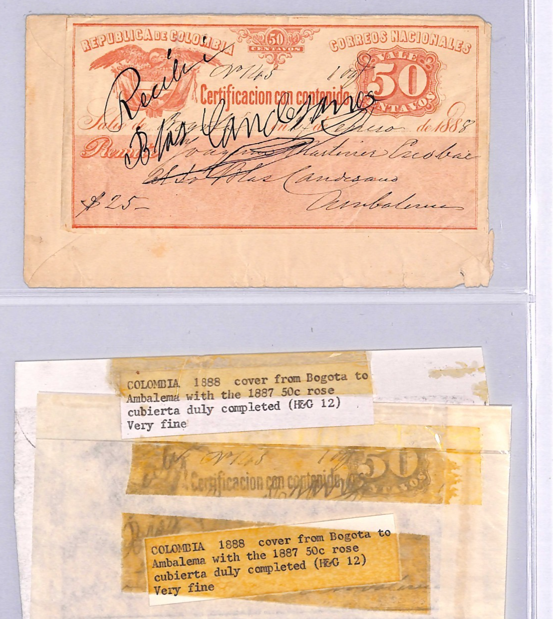 COLOMBIA Cover 50c *CUBIERTA* Stationery Bogota 1888 Ambalema {Moorhouse}WT100 - Image 4