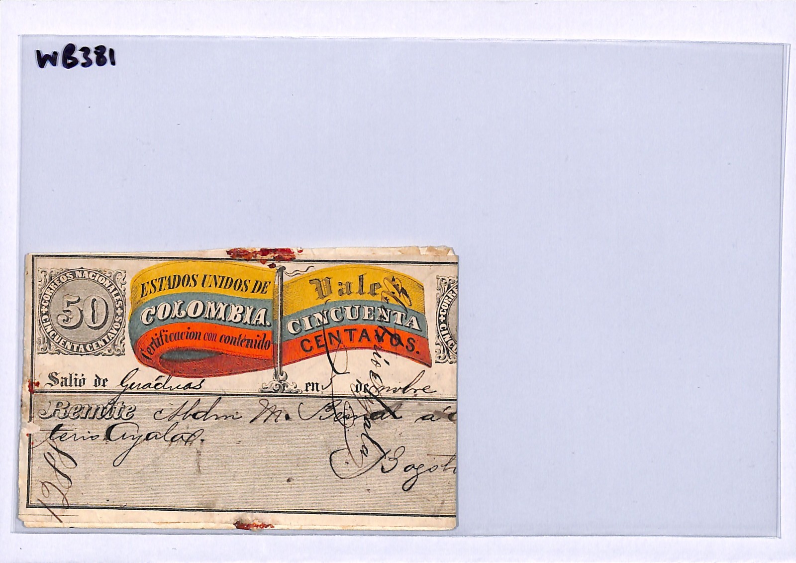 COLOMBIA Cover CUBIERTA 50c *FLAG* Stationery Bogota 1882 {samwells-covers}WB381 - Image 7