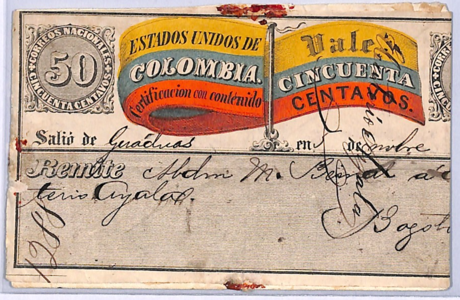 COLOMBIA Cover CUBIERTA 50c *FLAG* Stationery Bogota 1882 {samwells-covers}WB381