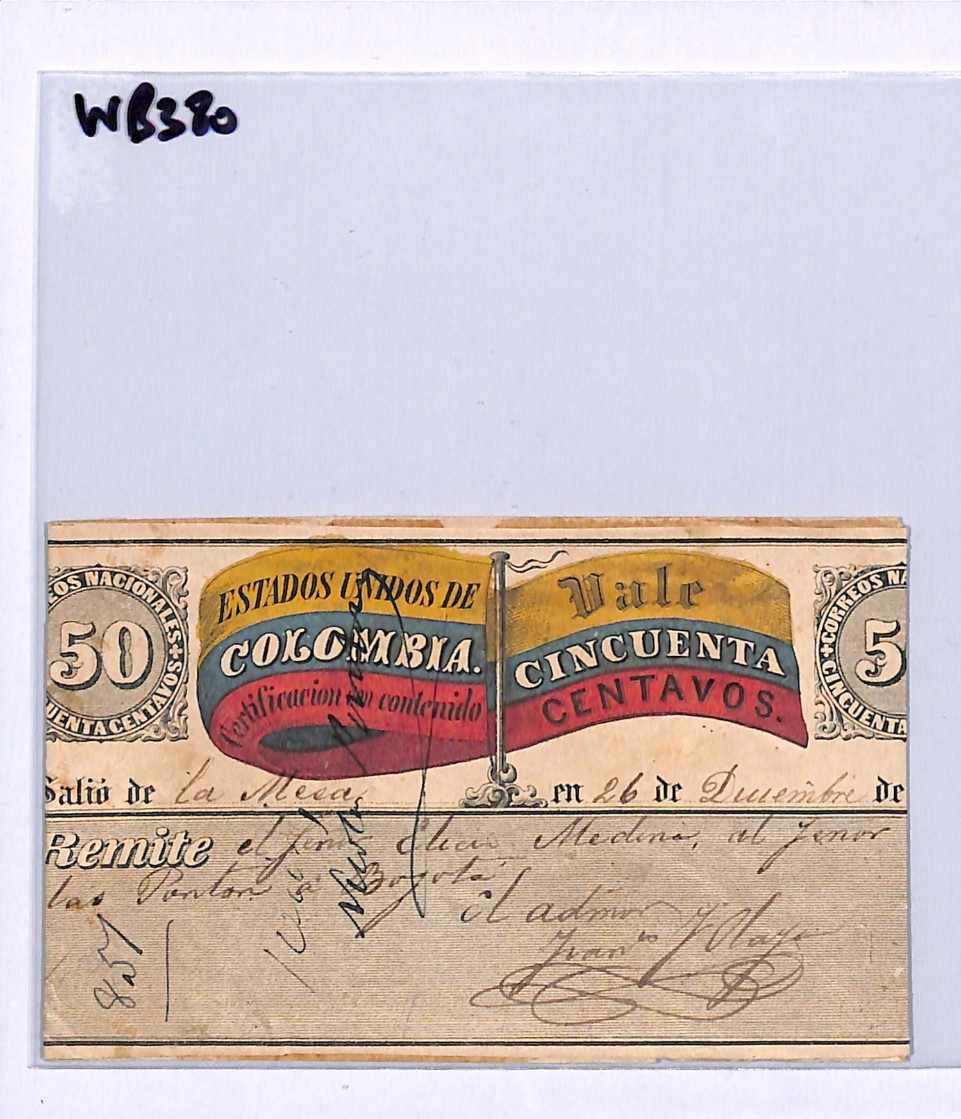 COLOMBIA Cover CUBIERTA 50c *FLAG* Stationery La Mesa 1880 Registered WB380 - Image 5