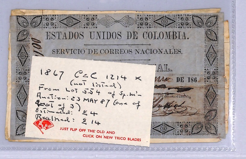 COLOMBIA Cover CUBIERTA *FIRST OFFICIAL ISSUE* Used 1867 Rare {Moorhouse}WT86 - Image 19
