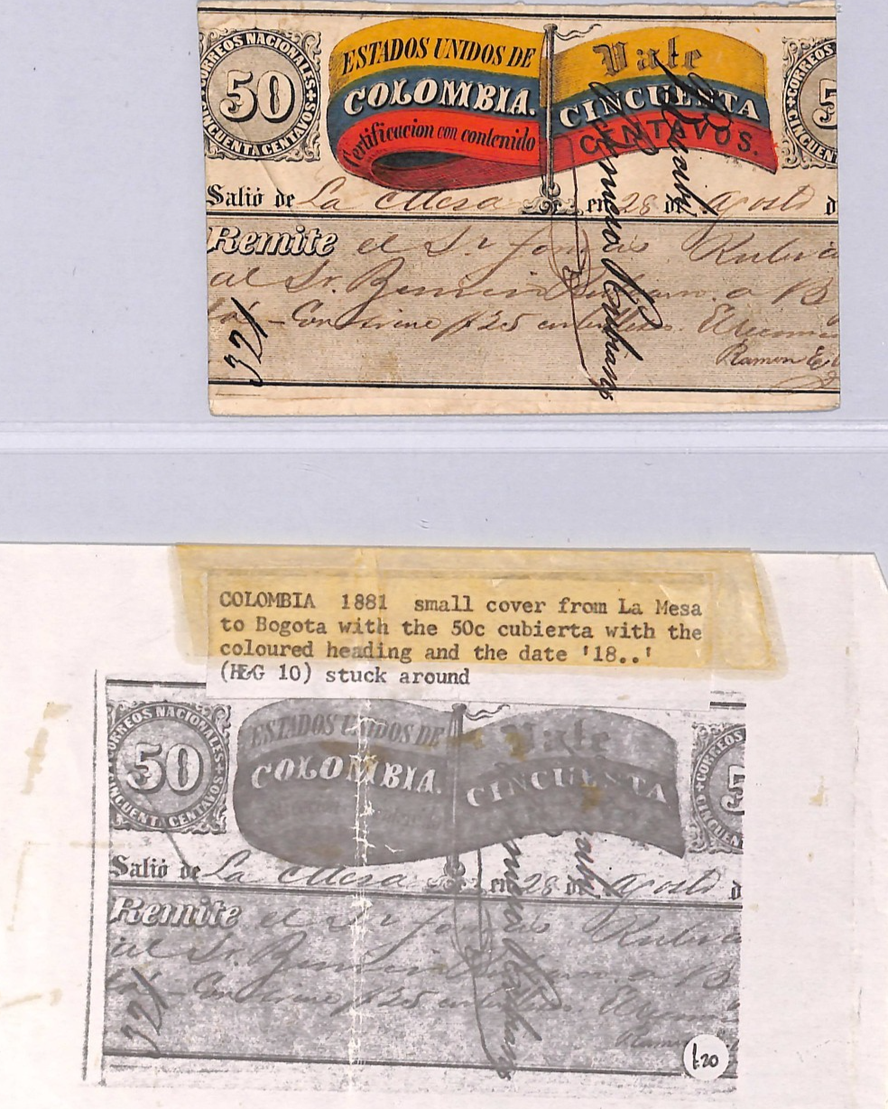 COLOMBIA Cover *FLAG* 50c CUBIERTA La Mesa 1881 Stationery #G7 {Moorhouse}WT102 - Image 5
