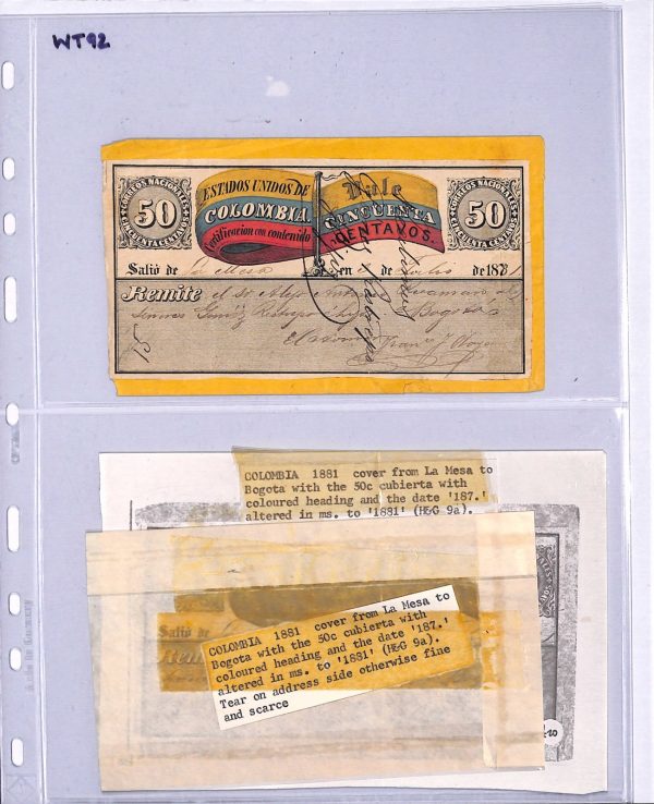 COLOMBIA Cover *FLAG* 50c CUBIERTA Used 1881 La Mesa Stationery {Moorhouse}WT92 - Image 9