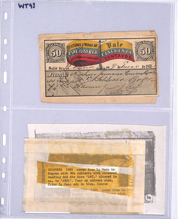 COLOMBIA Cover *FLAG* 50c CUBIERTA Used 1881 La Mesa Stationery {Moorhouse}WT93 - Image 4
